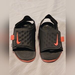 Nike Kids Black and Orange Sandals
